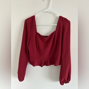 Altar’d State Red Sweetheart Neck Blouse